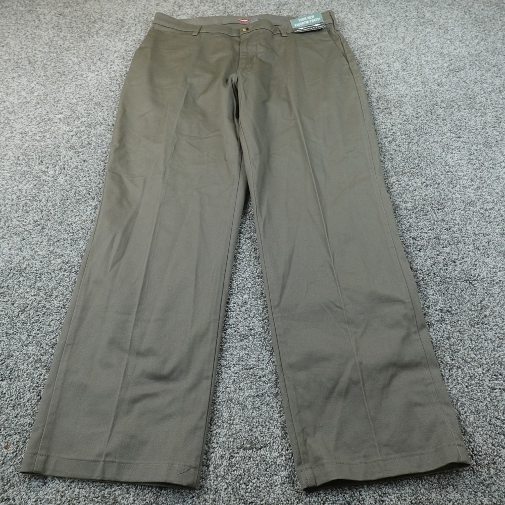 NEW Wrangler Pants Mens 38X32 Brown Comfort Flex Waistband Chino Trouser Stretch